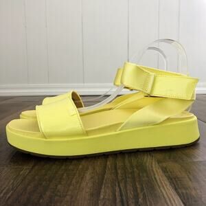 UGG Platform Sandal Ankle Wrap Square Toe Chunky Strappy Lennox Size 11 Yellow